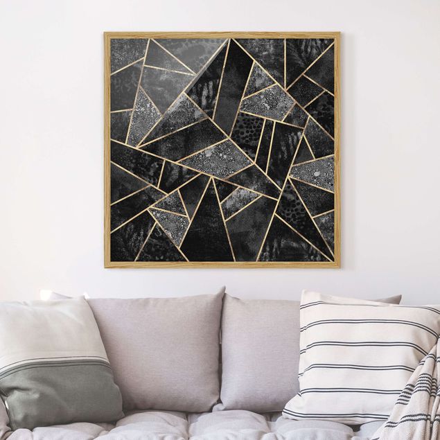 Obrazy w ramie artystyczny Szare trójkąty złote
