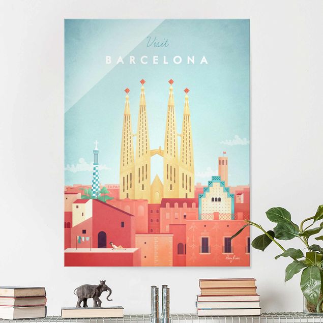 Obrazy na szkle architektura i horyzont Plakat podróżniczy - Barcelona