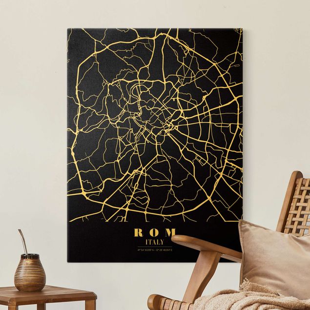 Dekoracja do kuchni Mapa miasta Rome - Klasyczna Black