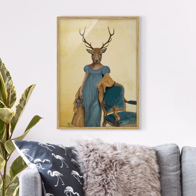 Obrazy w ramie do korytarzu Portret zwierzęcia - Dama z czerwonym jeleniem