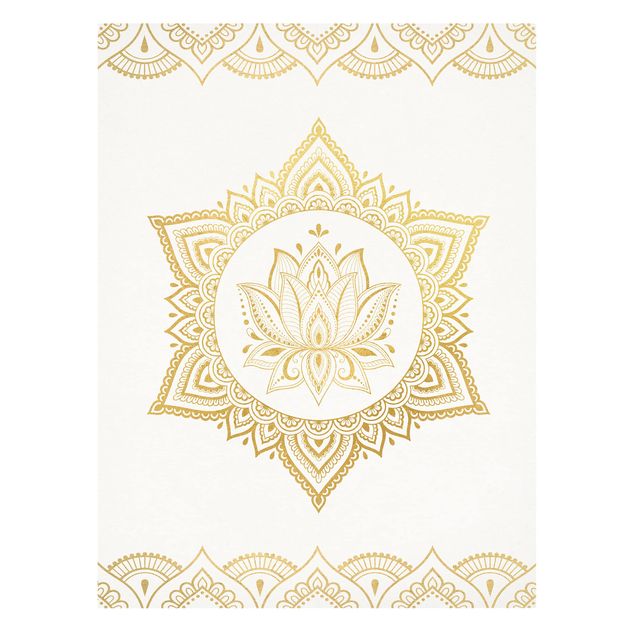 Mandala obraz Mandala Lotus Ilustracja Ornament z białego złota