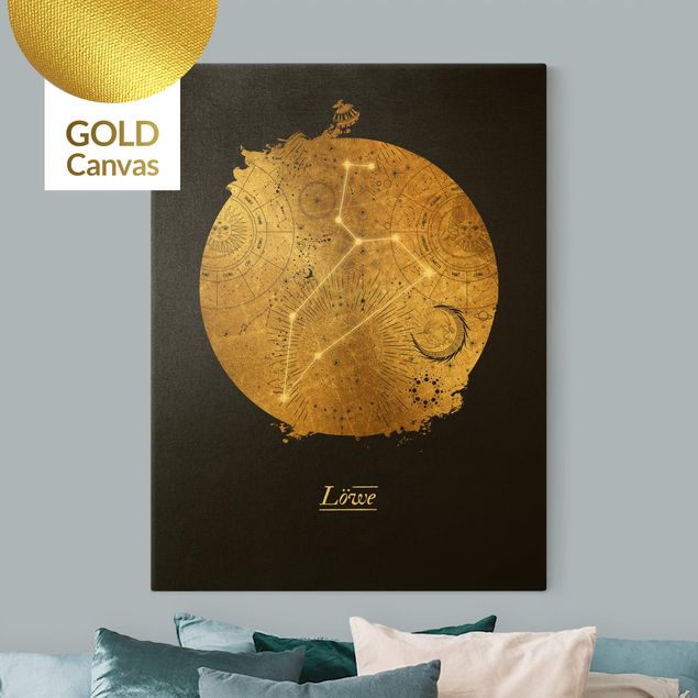 Obrazy duchowość Znak zodiaku Lew Szare złoto