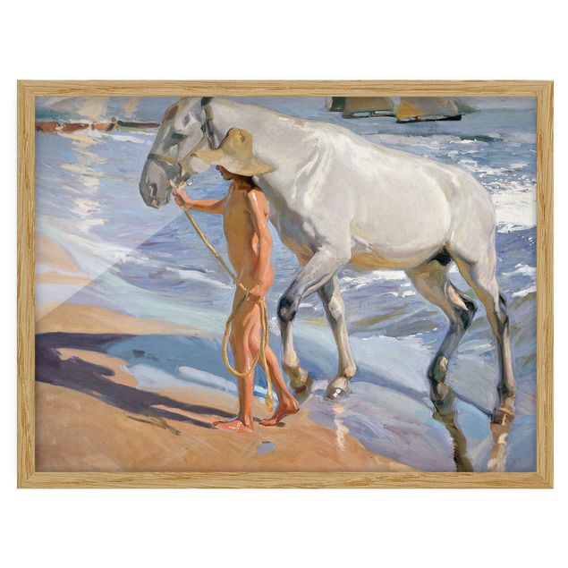 Obrazy w ramie plaża Joaquin Sorolla - Kąpiel konia
