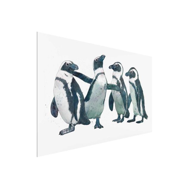 Obrazy na szkle zwierzęta Ilustracja pingwinów czarno-biały Akwarela