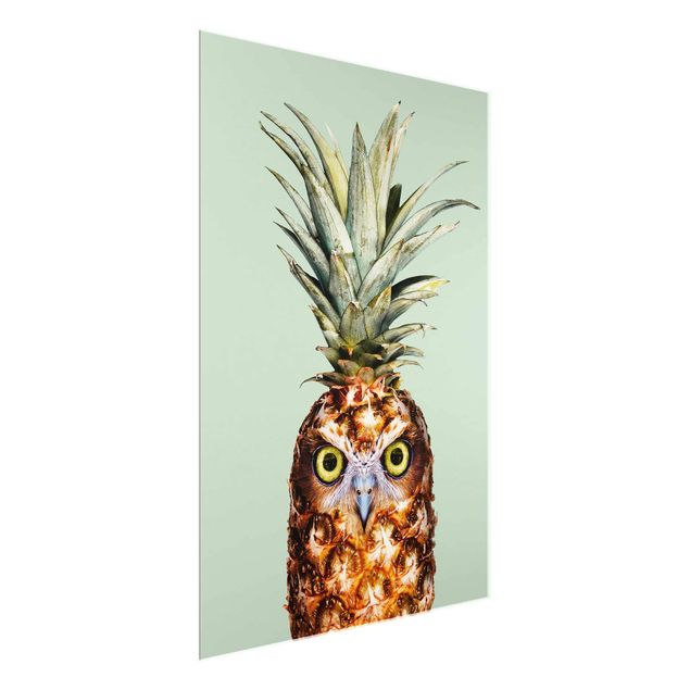 Obrazy na szkle portret Ananas z sową