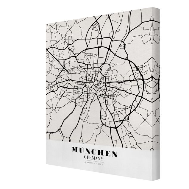 Obrazki czarno białe City Map Munich - Klasyczna