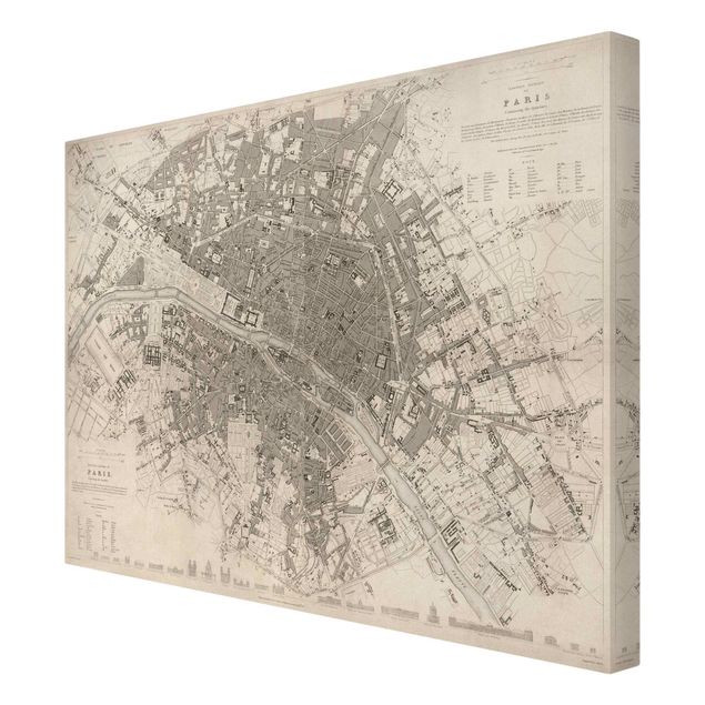 Obrazy na płótnie Paryż Mapa miasta w stylu vintage Paryż