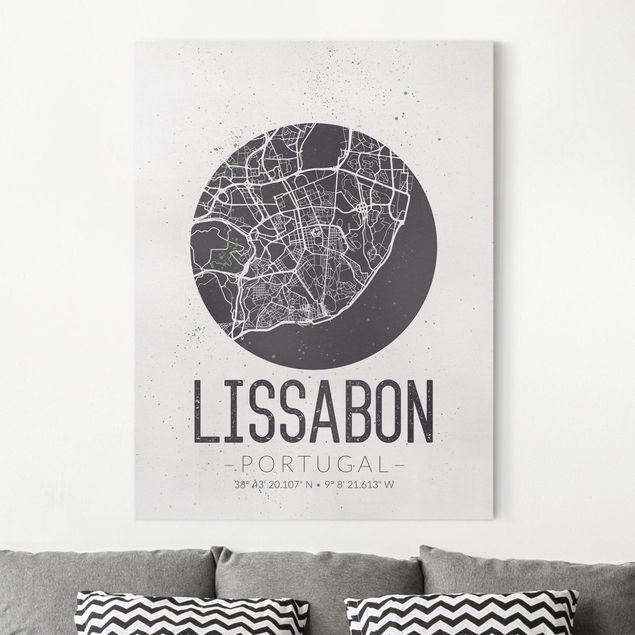 Dekoracja do kuchni Mapa miasta Lizbona - Retro