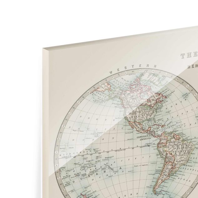 Obrazy retro Mapa świata w stylu vintage Dwie półkule