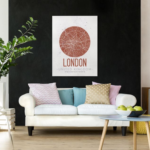Obrazy nowoczesny Mapa miasta Londyn - Retro