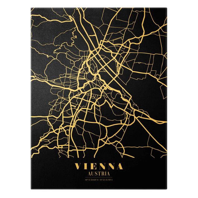 Sbraz mapa swiata Mapa miasta Vienna - Klasyczna Black