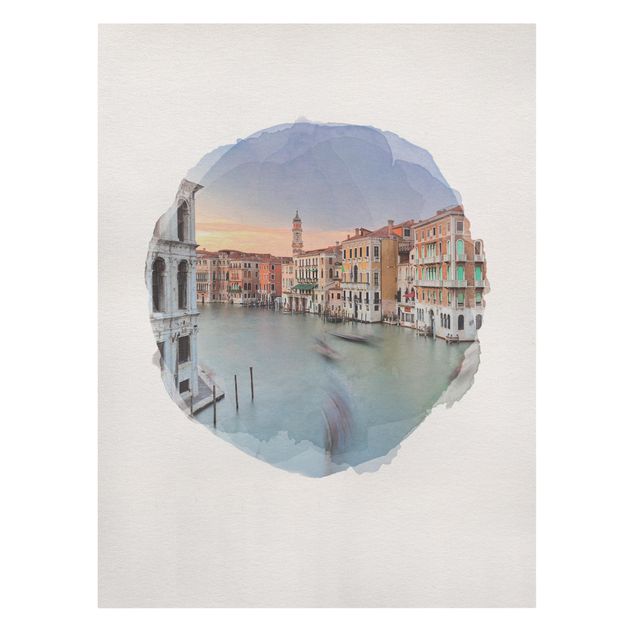 Obrazy na płótnie Włochy Akwarele - Grand Canal View from the Rialto Bridge Wenecja