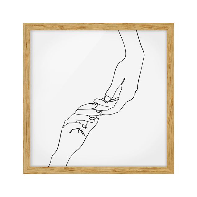 Obrazy w ramie do łazienki Line Art Ręce dotykowe czarno-biały