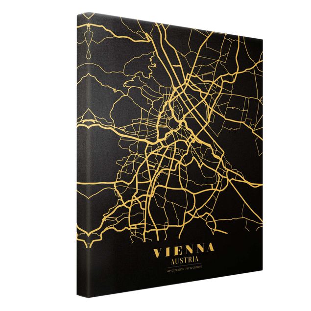 Obrazy na ścianę Mapa miasta Vienna - Klasyczna Black