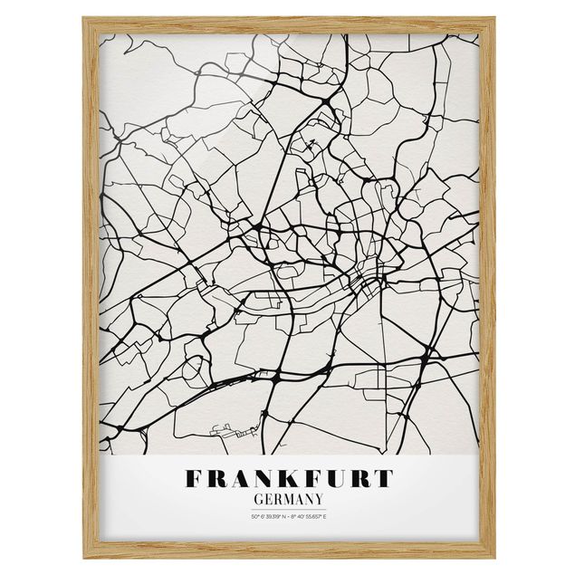 Obrazy w ramie do kuchni Mapa miasta Frankfurt - Klasyczna