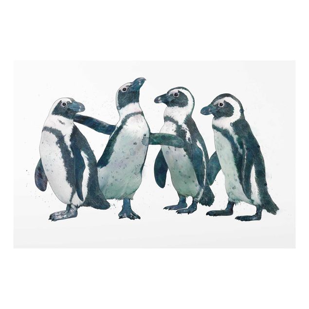 Obrazy do salonu nowoczesne Ilustracja pingwinów czarno-biały Akwarela