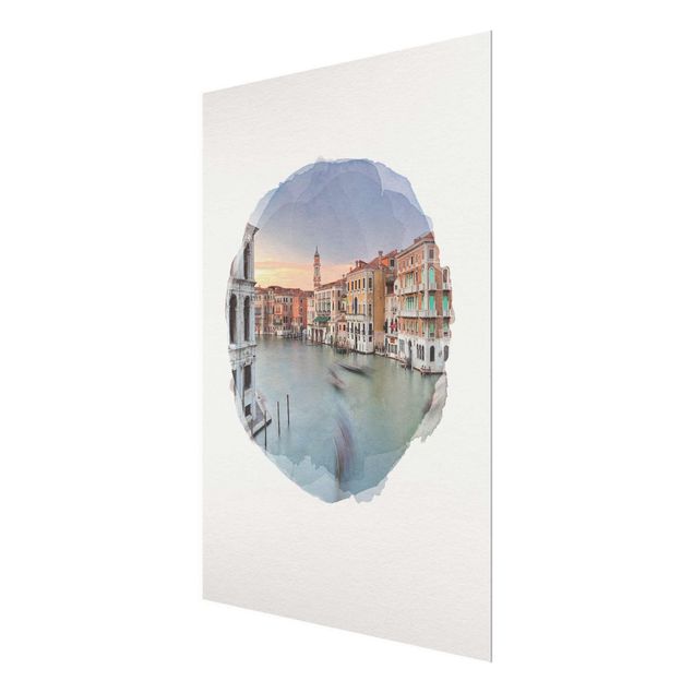 Obrazy na szkle portret Akwarele - Grand Canal View from the Rialto Bridge Wenecja