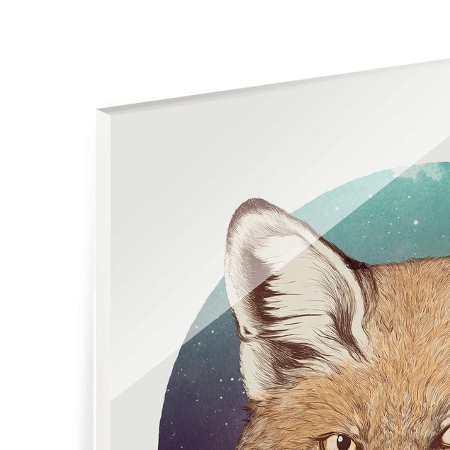 Zwierzęta obrazy Ilustracja Fox Moon Purpurowy turkusowy