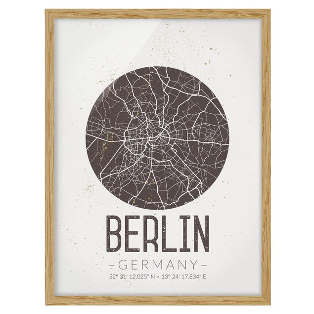 Obrazy w ramie do kuchni Mapa miasta Berlin - Retro