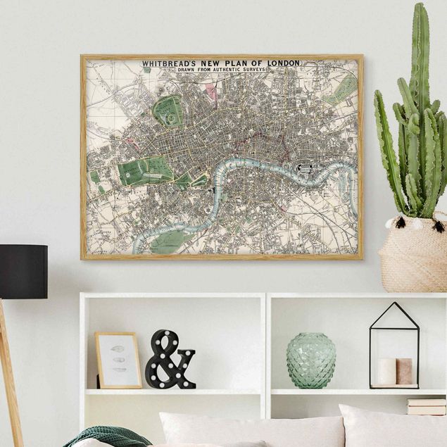 Dekoracja do kuchni Mapa miasta w stylu vintage Londyn