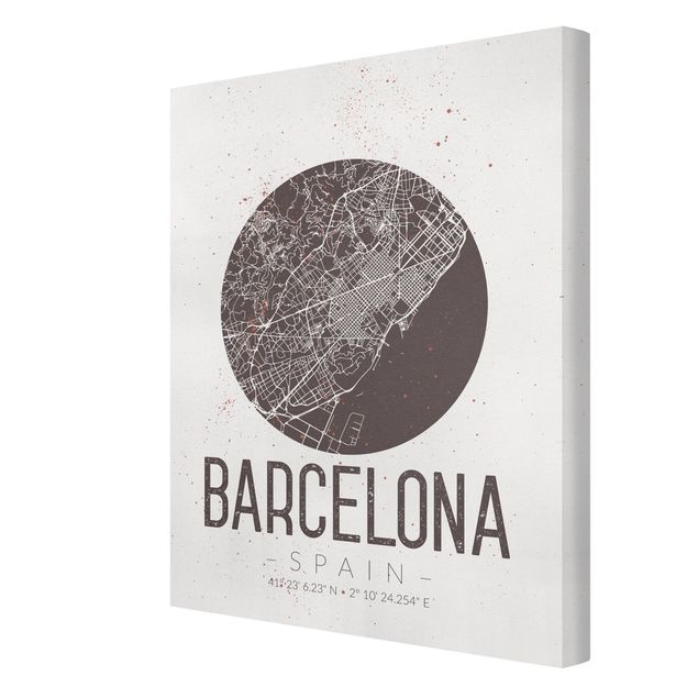 Obraz brązowy Mapa miasta Barcelona - Retro
