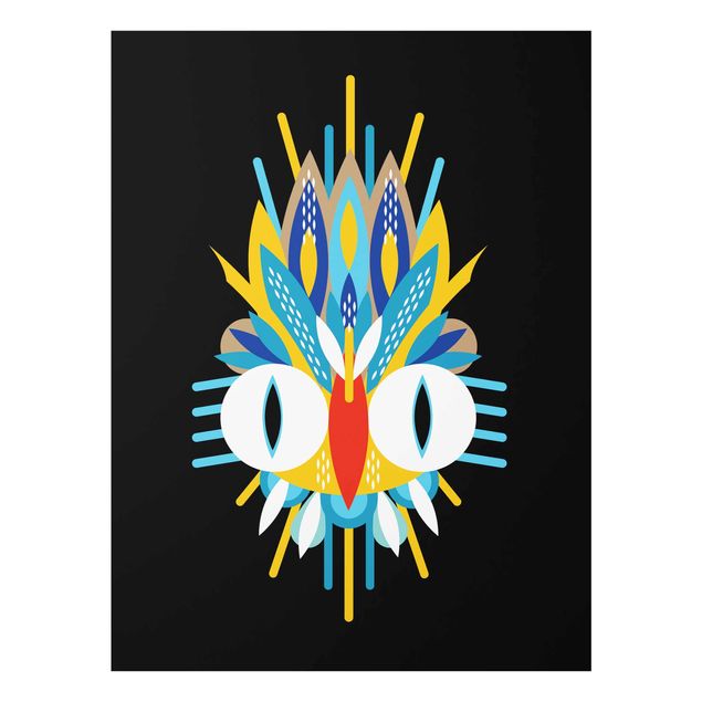 Obrazy na szkle artyści Kolaż Etno Maska - Ptasie pióra