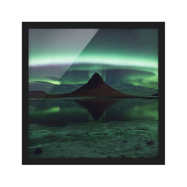 Obrazy w ramie do łazienki Światło polarne na Islandii