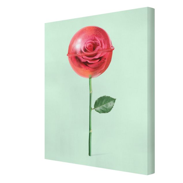 Obrazy z motywem kwiatowym Róża z lizakiem