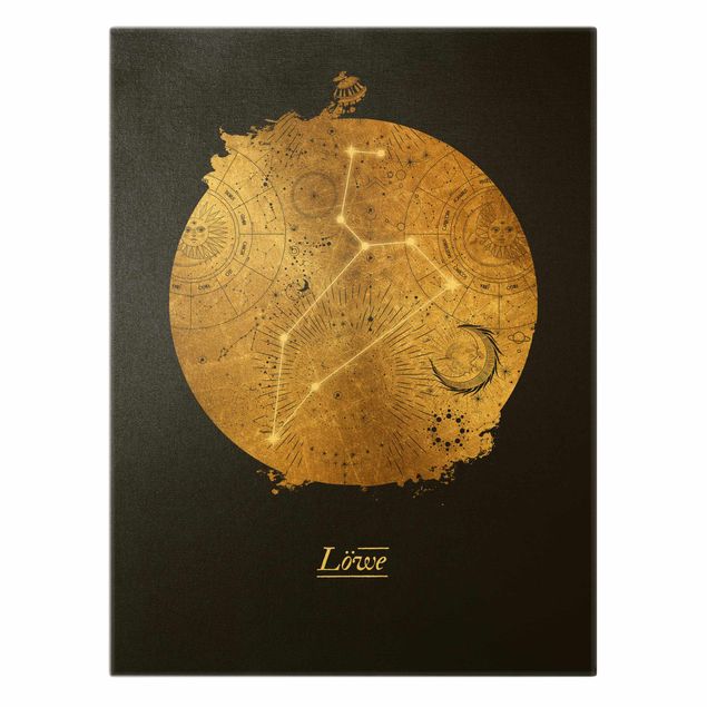 Obrazy drukowane na płótnie Znak zodiaku Lew Szare złoto