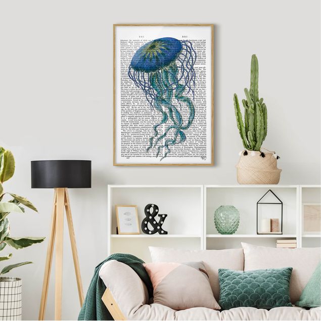 Obrazy w ramie do łazienki Czytanie o zwierzętach - Meduza