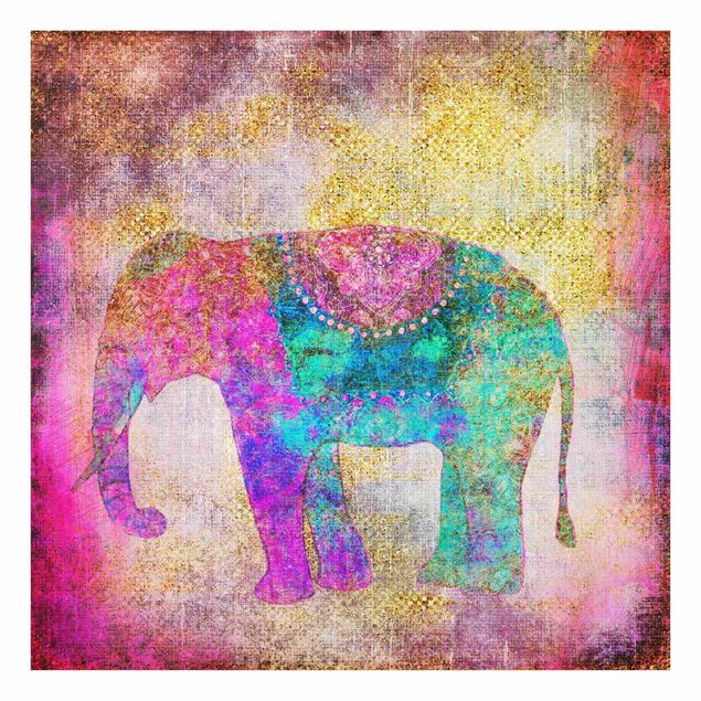 Nowoczesne obrazy do salonu Kolorowy kolaż - Słoń indyjski