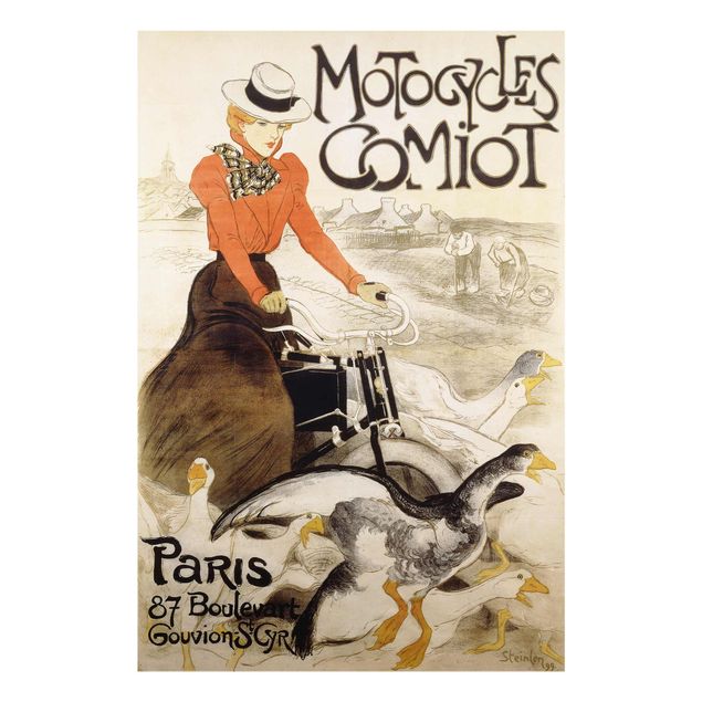 Obrazy na szkle powiedzenia Théophile-Alexandre Steinlen - Plakat reklamowy motocykli Comiot