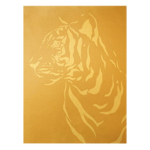 Obraz na płótnie Zwierzęta safari - Tygrys portretowy Beżowy