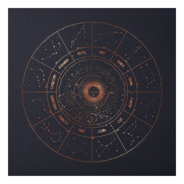 Nowoczesne obrazy Astrologia 12 znaków zodiaku Niebieskie złoto