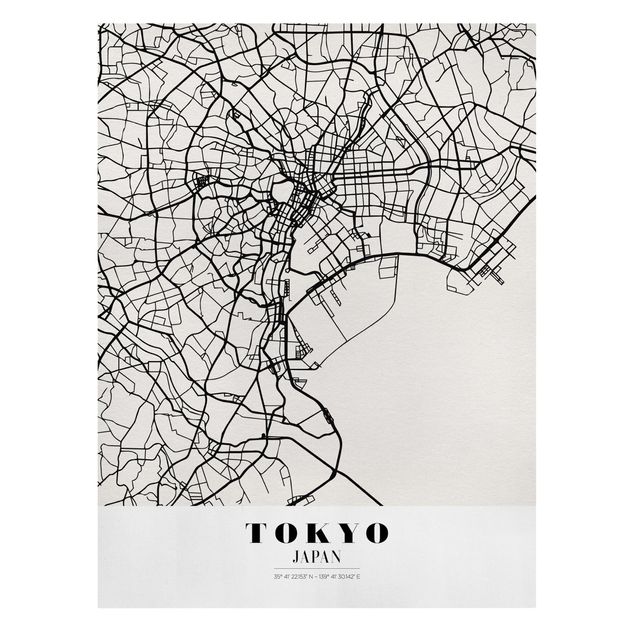 Nowoczesne obrazy Mapa miasta Tokio - Klasyczna