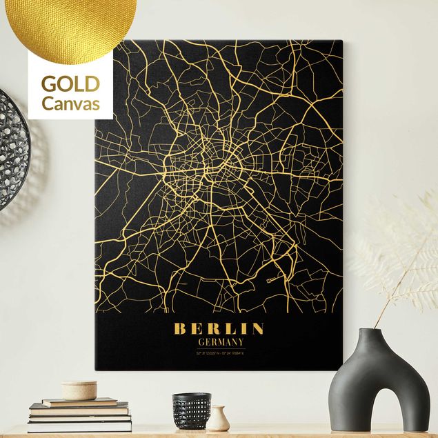 Obrazy na płótnie Berlin Mapa miasta Berlin - Klasyczna czerń
