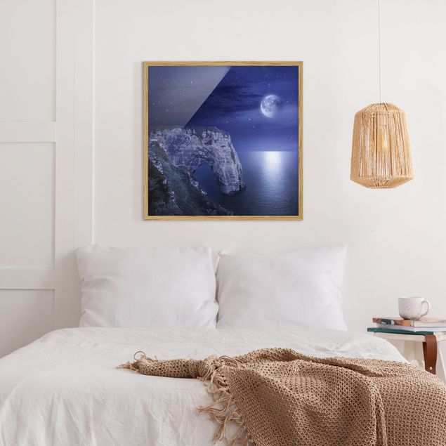Obrazy w ramie plaża retat przy świetle księżyca