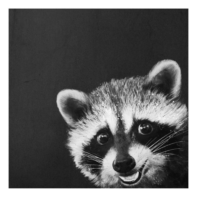 Obrazy na szkle zwierzęta Ilustracja szop pracz czarno-biały Malarstwo