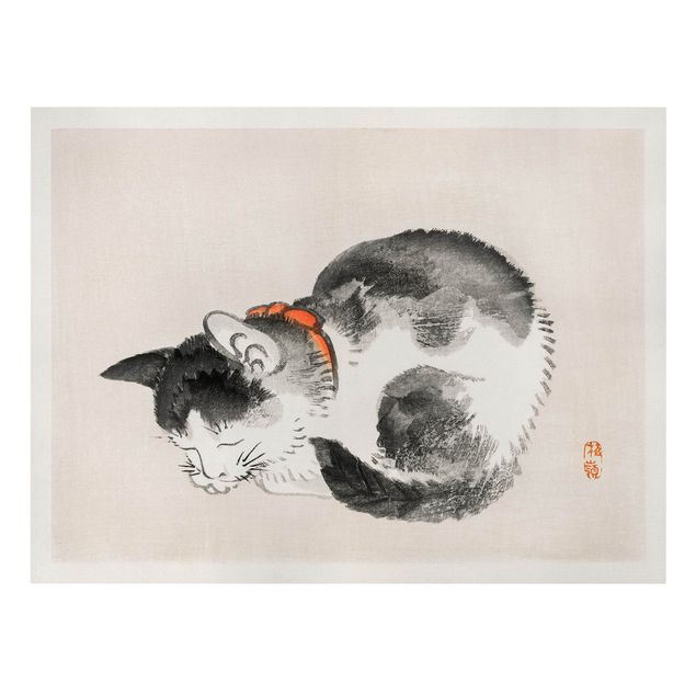 Vintage obrazy Rysunki azjatyckie Vintage Śpiący kot
