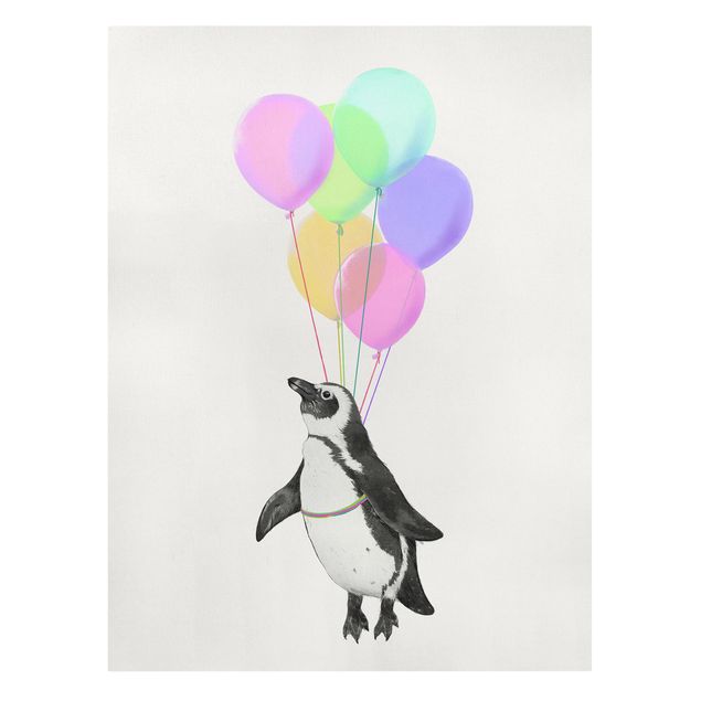 Obrazy zwierzęta Ilustracja pastelowych balonów w kształcie pingwina