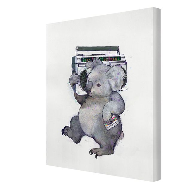 Obrazy zwierzęta Ilustracja Koala z radiem Malowanie