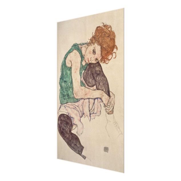 Obrazy do salonu nowoczesne Egon Schiele - Siedząca kobieta z podniesionym kolanem