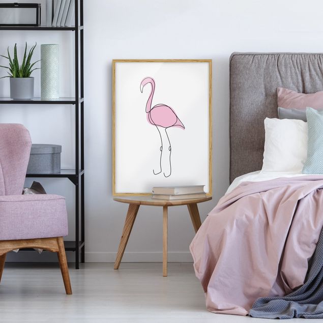 Obrazy w ramie zwierzęta Flamingo Line Art