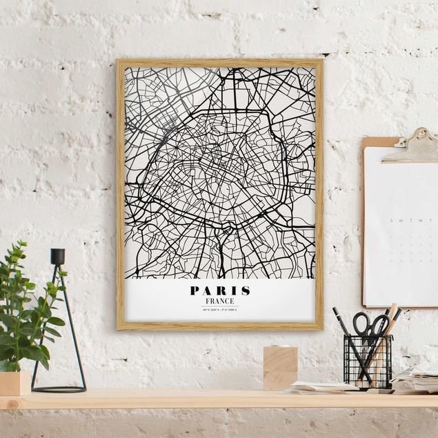 Obrazy Paryż City Map Paris - Klasyczna