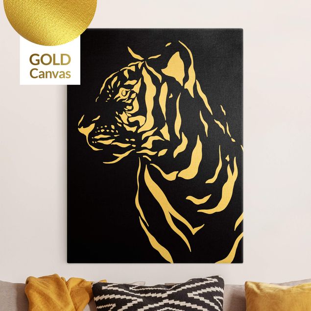 Obrazy nowoczesny Safari Zwierzęta - portret tygrysa Czarny