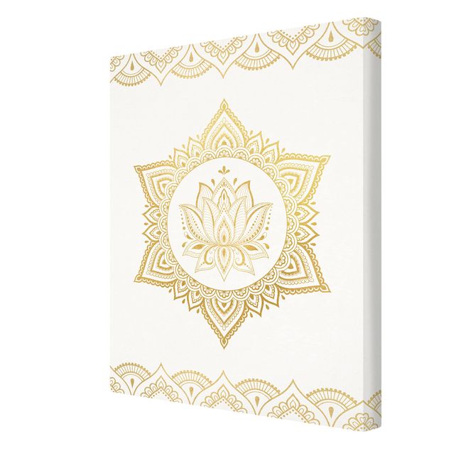 Obrazy Mandala Lotus Ilustracja Ornament z białego złota