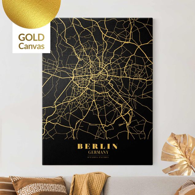 Dekoracja do kuchni Mapa miasta Berlin - Klasyczna czerń