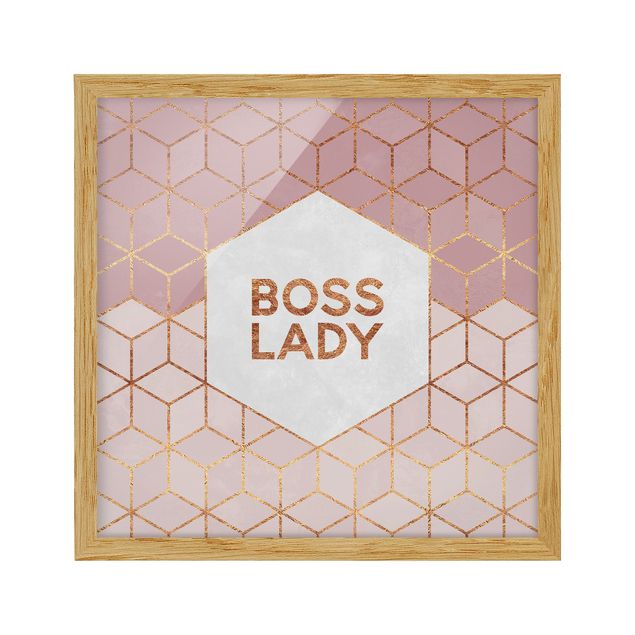 Obrazy w ramie do łazienki Boss Lady Hexagons Pink