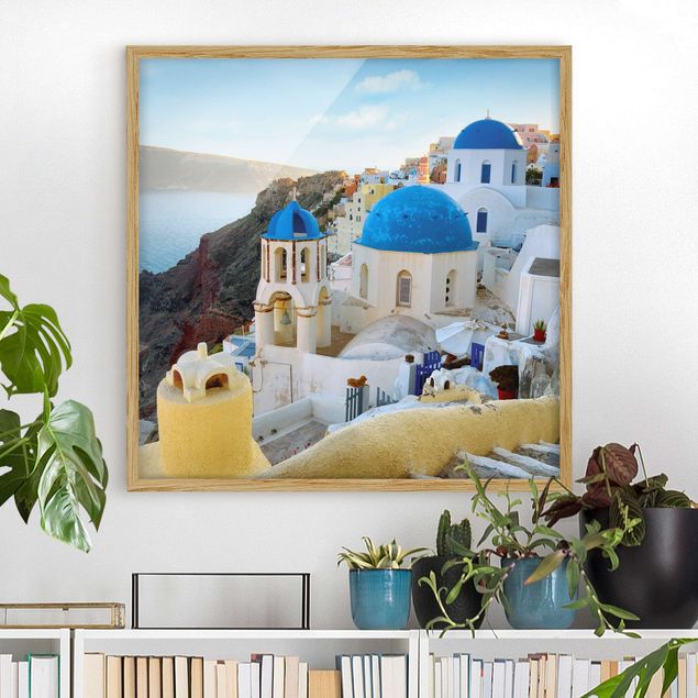 Obrazy w ramie do korytarzu Santorini