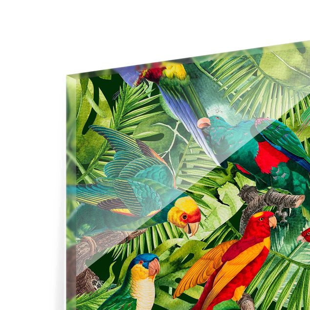 Kolorowe obrazy Kolorowy kolaż - Papugi w dżungli